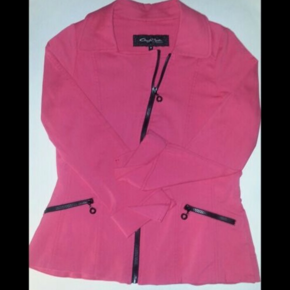 CHERYL NASH WINDRIDGE Stretch Calypso ZIP Blazer Business Casual PINK Homecoming - Picture 2 of 7
